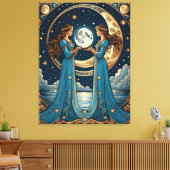 月を持つ2人のファンタジー キャンバスプリント (インサイチュ (リビング))