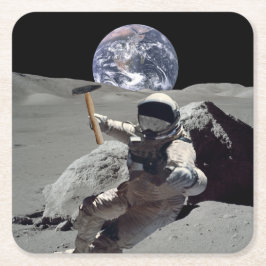 月を掘る スクエアペーパーコースター