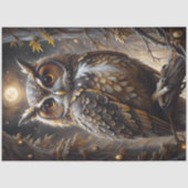月を眺めるフクロウのデコパージュ 薄葉紙 (正面)
