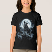 月を眺める狼 トライブレンドＴシャツ (正面)