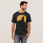 月を眺める狼 Tシャツ (正面フル)