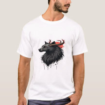 "月を背にした鹿の頭 – アーティスティックグラフィックTシャツ"