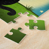 月を見ている黒猫 ジグソーパズル (側面)