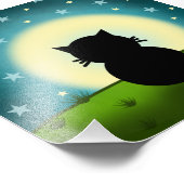 月を見ている黒猫 フォトプリント            (角)