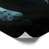 月を見る黒猫 ポスター (角)