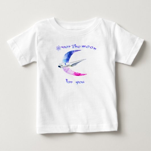 月を超えた宇宙の赤ちゃんTシャツ ベビーTシャツ (正面)