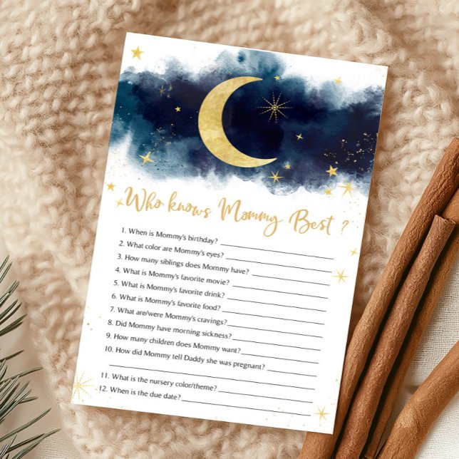 月を超えて ゴールドスターシャワー 誰がママを知っているゲーム (Over The Moon Baby Shower Game)