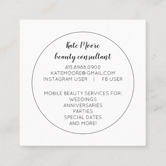 月を越えてモバイルメイクアップアーティスト スクエア名刺 (裏面)