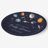 月を越えて少年ベビーシャワーパーティー宇宙銀河 ペーパープレート (アングル)