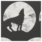 月を遠吠えする狼のシルエット ファブリック (クローズアップ)