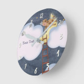 月を飛び越している童謡の物語の本牛 ラウンド壁時計 (傾斜)