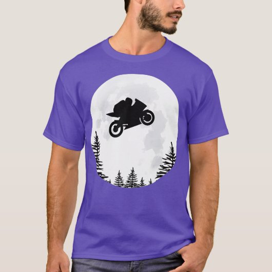 月を駆けるMoto GPバイク Tシャツ (正面)