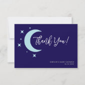 月エレガントと星の赤ちゃんシャワー サンキューカード (正面)