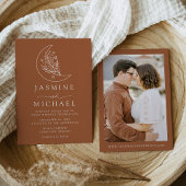 月エレガントと星テラコッタ写真結婚の 招待状