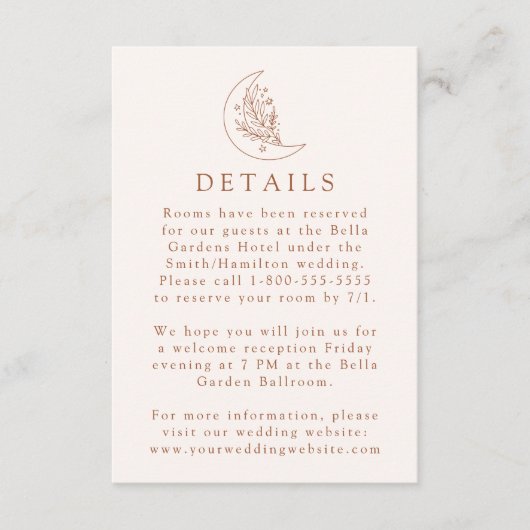 月エレガントと星テラコッタ結婚の詳細 エンクロージャーカード (正面)