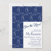 月エレガントの上の青の天体の赤ちゃんシャワー私 招待状 (正面)