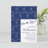 月エレガントの上の青の天体の赤ちゃんシャワー私 招待状 (スタンド正面)