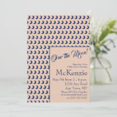 月エレガントの上の青の天体の赤ちゃんシャワー私 招待状 (スタンド正面)