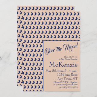 月エレガントの上の青の天体の赤ちゃんシャワー私 招待状