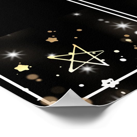 月カスタムのポーの色星の写真従業員 ポスター (角)