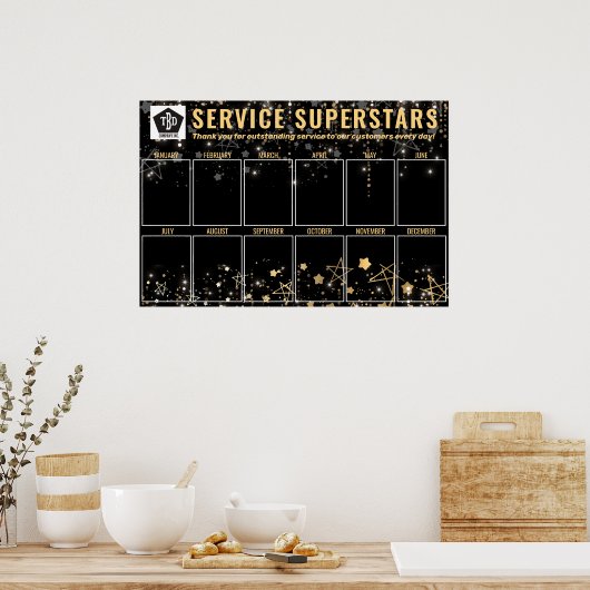 月カスタムのポーの色星の写真従業員 ポスター (キッチン)