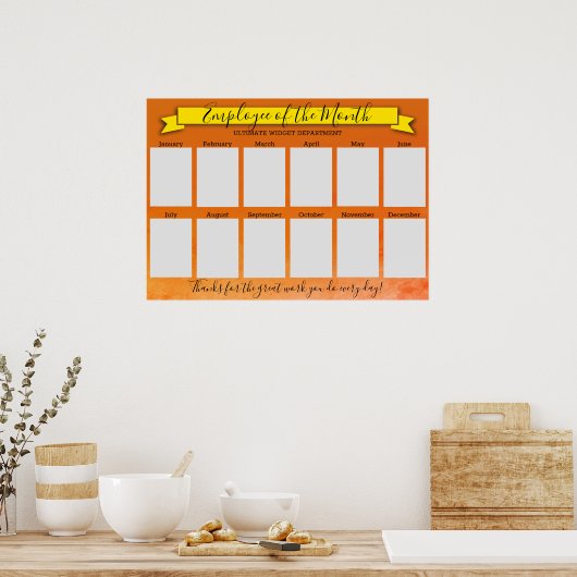 月カスタムの写真ディスプレイのカラー従業員 ポスター (キッチン)