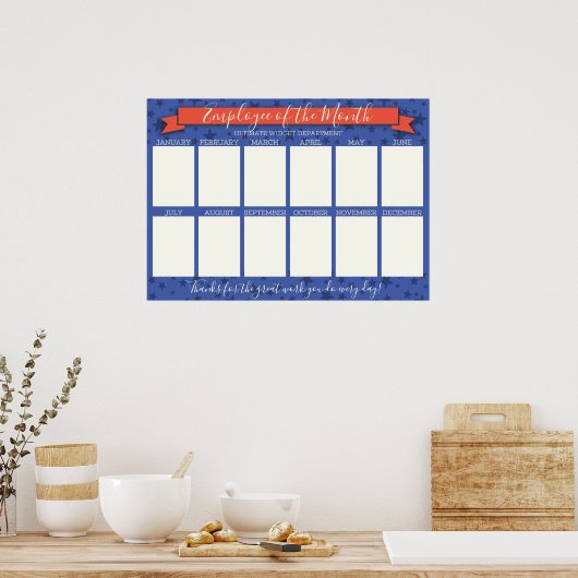 月カスタムの写真ディスプレイのカラー従業員 ポスター (キッチン)