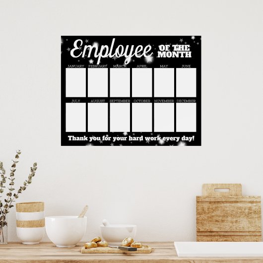 月カスタム表示のカラー写真従業員 ポスター (キッチン)