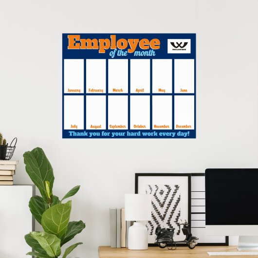月カスタム表示のカラー写真従業員 ポスター (ホームオフィス)