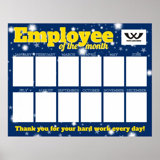 月カスタム表示のカラー写真従業員 ポスター (正面)