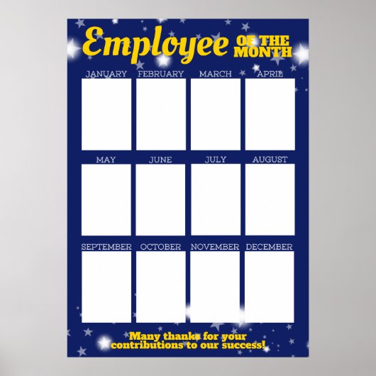 月カスタム表示のカラー写真従業員 ポスター (正面)