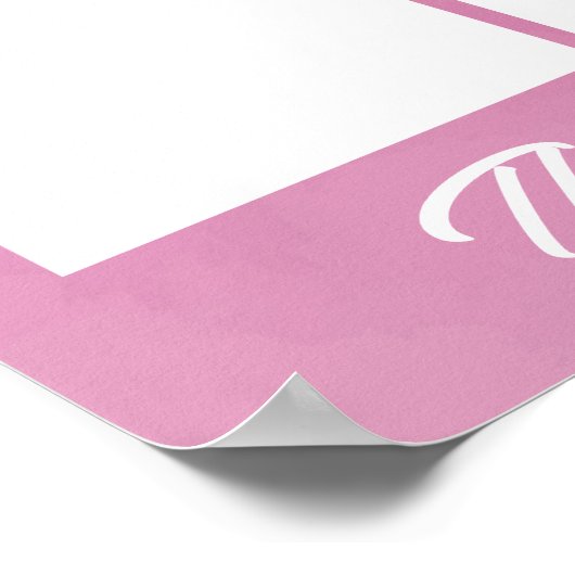 月カスタム表示のピンクの写真従業員 ポスター (角)