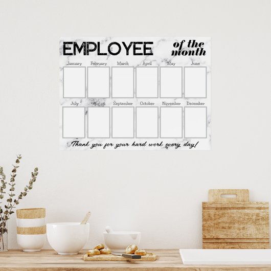 月カスタム表示の大理石の写真従業員 ポスター (キッチン)