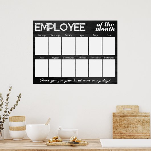 月カスタム表示の黒写真社員 ポスター (キッチン)