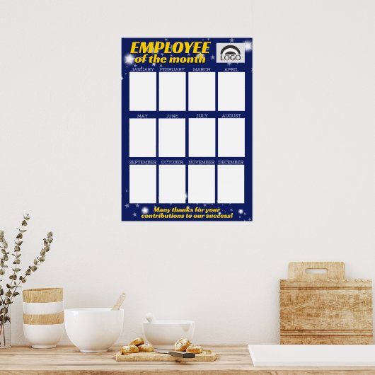 月カスタム表示pのカラー写真従業員 ポスター (キッチン)