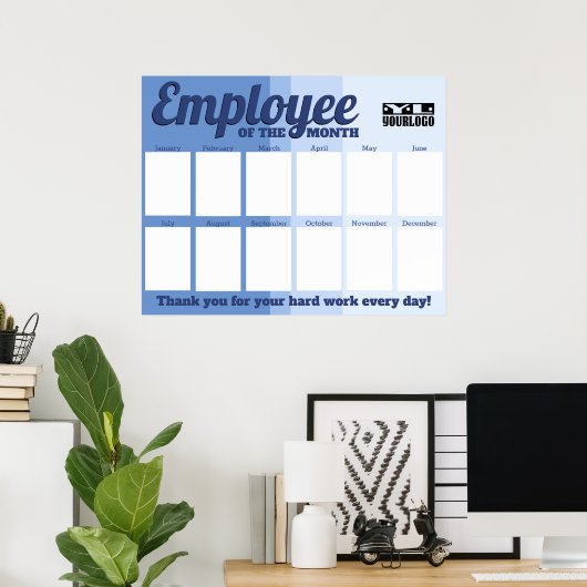 月カスタム表示pのカラー写真従業員 ポスター (ホームオフィス)