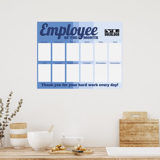 月カスタム表示pのカラー写真従業員 ポスター (キッチン)