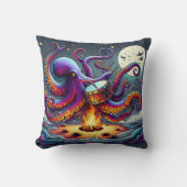 月カラフル照キャンプファイアでタコを叩く クッション (正面)