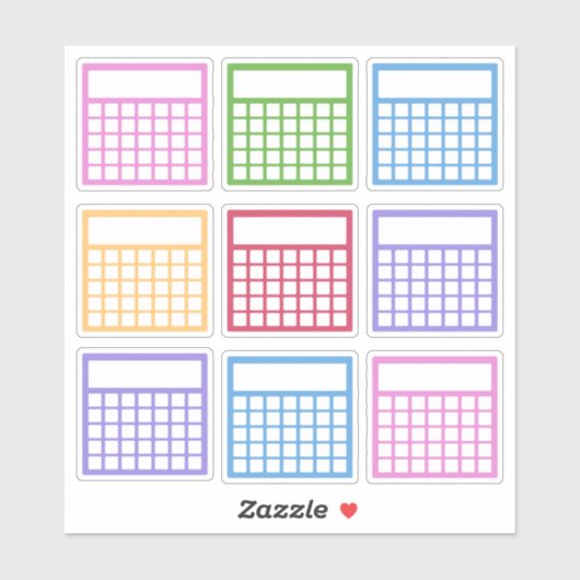 月カラフル間習慣トラッカー シール (シート)