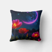 月サイケデリック付きポピーの風景 クッション (裏面)