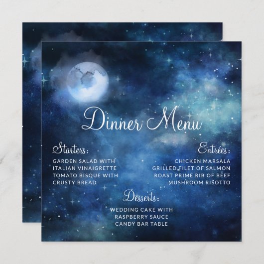 月スカイフルムーンシテリア銀河系スクエアディナー メニュー (正面/裏面)