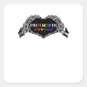 月スケルトンハートハンズLGBTQIA スクエアシール