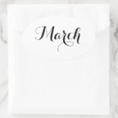 月スタンプ： 3月 楕円形シール (バッグ)