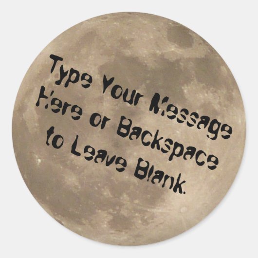 月ステッパーソナライズされたク満月ステッカー月 ラウンドシール (正面)