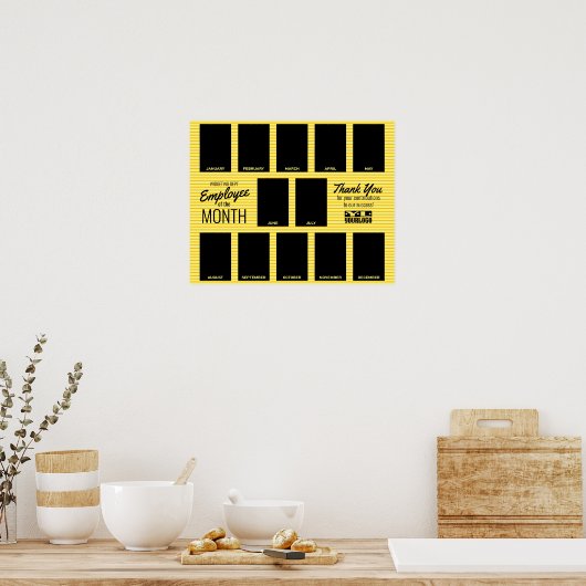 月ストライプ認識の写真社員 ポスター (キッチン)