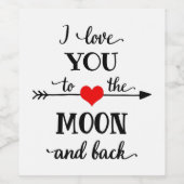 月パーソナライズされたと背中が好き ワインラベル (シングルラベル)