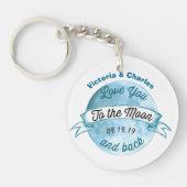 月パーソナライズされたと背中に愛せよ キーホルダー (正面)