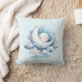 月パーソナライズされたと雲のベビールーム時計 クッション (ブランケット)