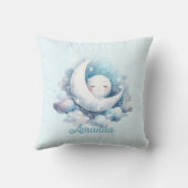 月パーソナライズされたと雲のベビールーム時計 クッション (裏面)