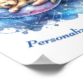 月パーソナライズされたに眠る可愛い子犬 ポスター (角)